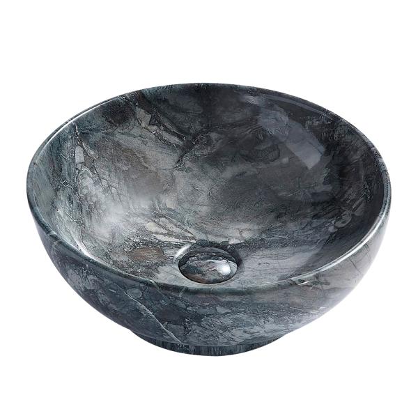Aloni Mouse Waskom - Opbouw - Zonder Overloop - Zonder Kraangat - Met Click Waste - Keramiek - 41x18x41 Cm - Grijs Marmer