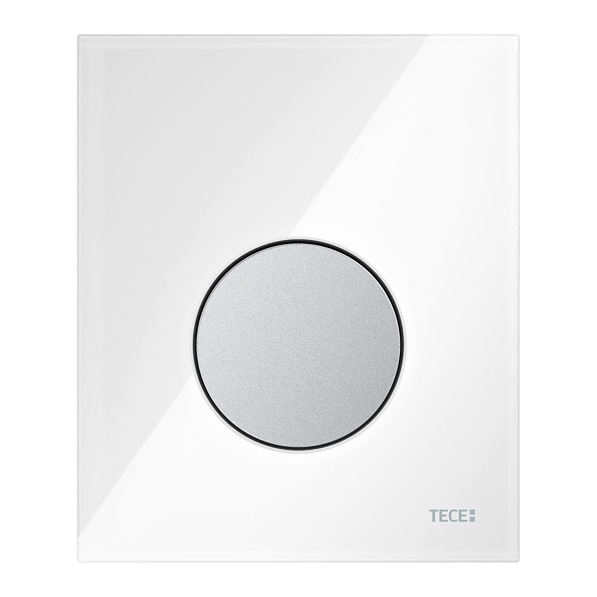 Teceloop Urinoirbedieningsplaat Van Glas Incl. Cartouche - Glas Glanzend Wit - Toets Mat Chroom