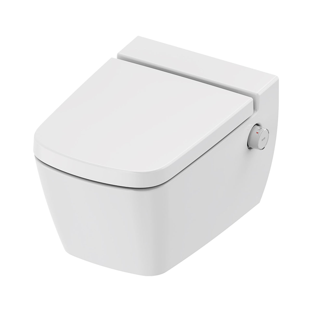 TECENEO HANGTOILET MET BIDET - MET BIDETKRAAN - WARM EN KOUD WATER - MET ZITTING - 54 CM - GLANZEND WIT
