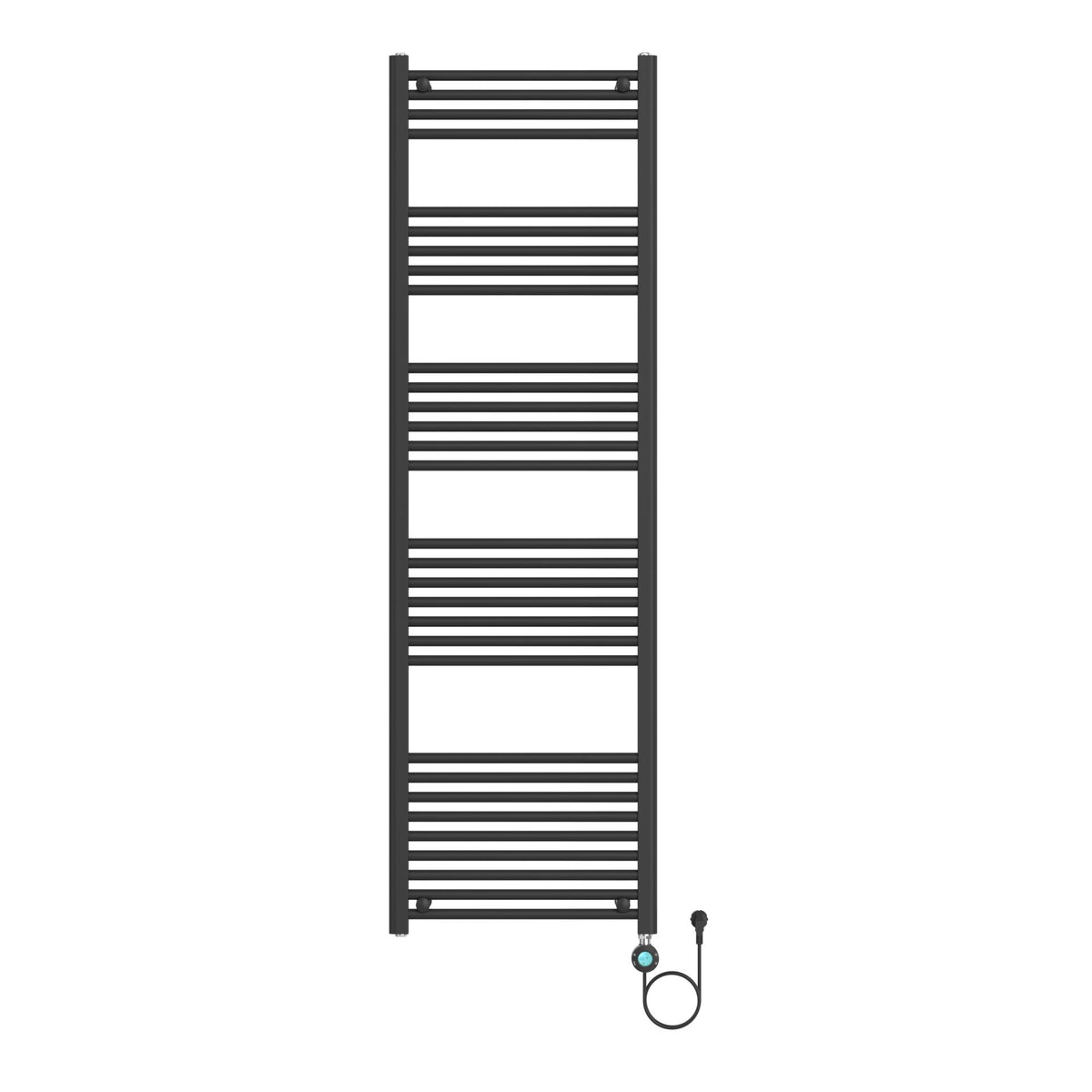 BELRAD ELEKTRISCHE HANDDOEKDROGER - MET DIGITALE, PROGRAMEERBARE THERMOSTAAT - AANSLUITING RECHTS - 900W - 1800X550 MM - MAT ZWART