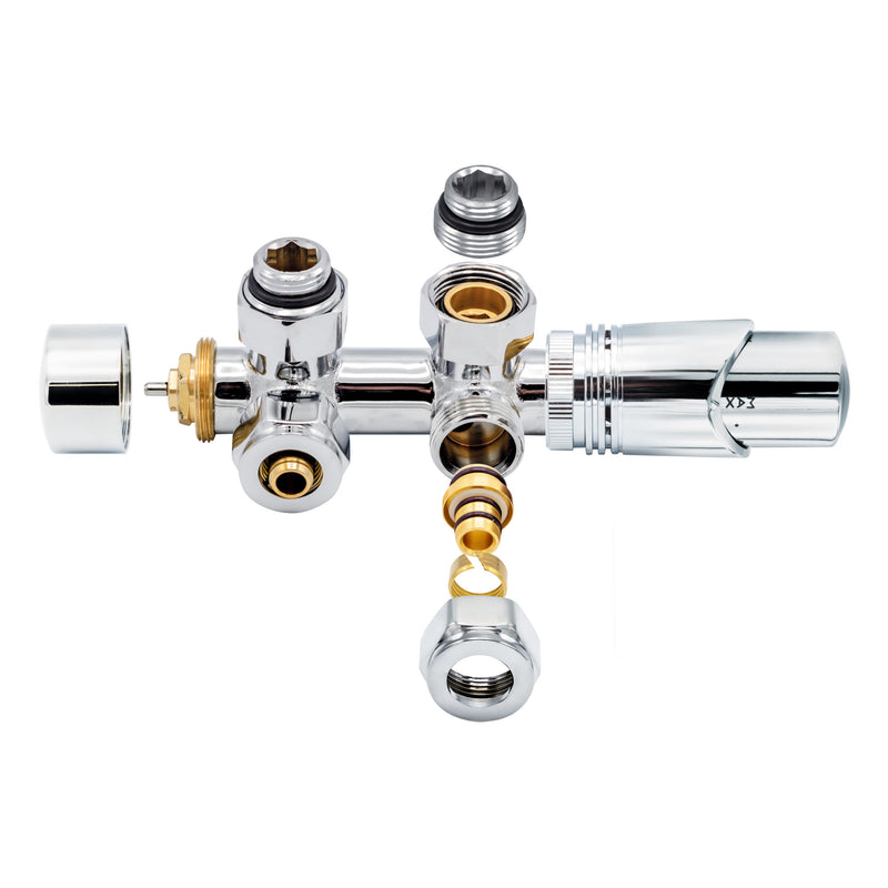 Hinata Musubi Radiatorkraan - Design - Thermostatisch - Middenaansluiting - Haaks - Muuraansluiting