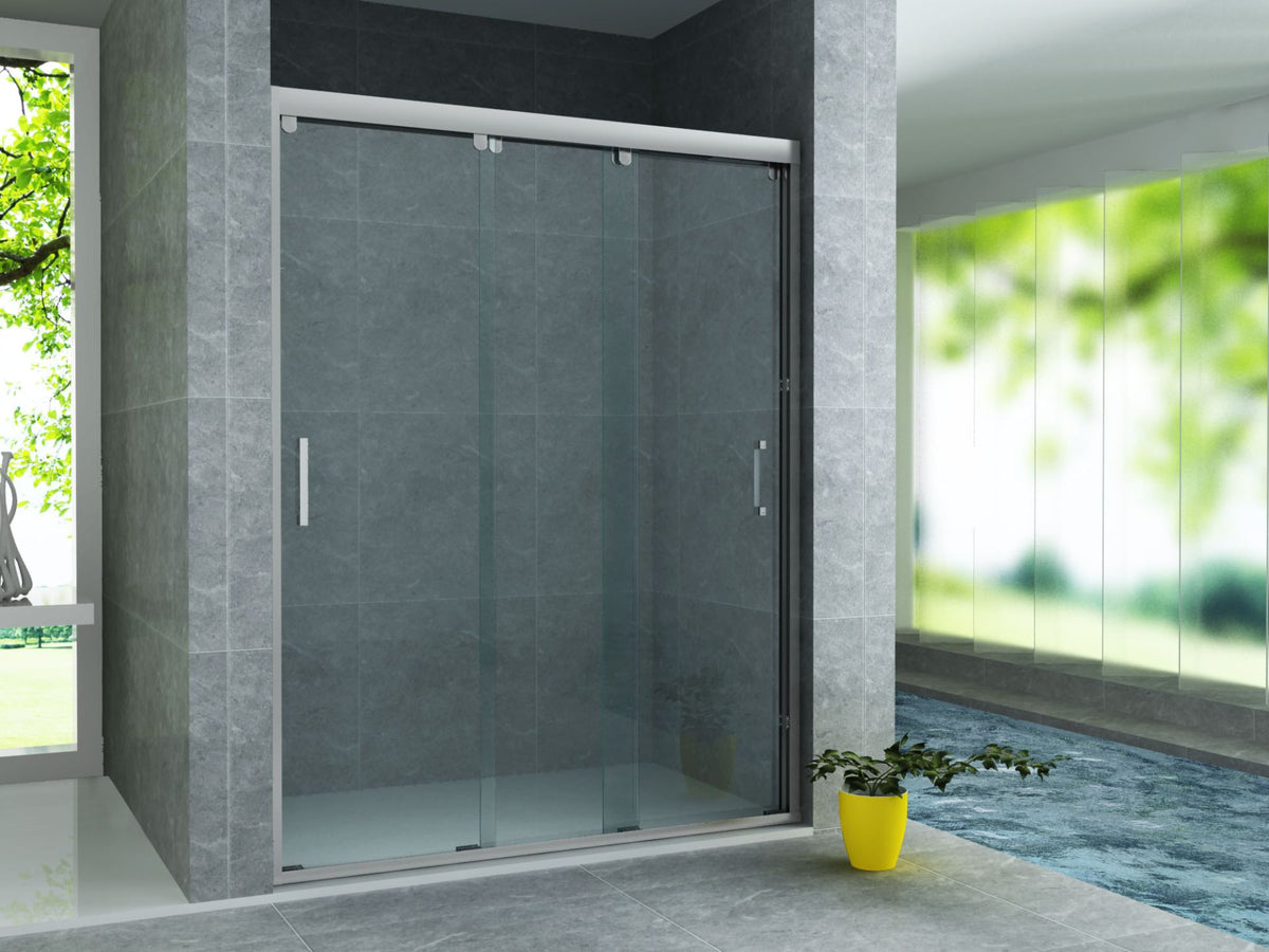 ALONI SCHUIFDEUR VOOR NIS - 3 DELIG - 1200 X 2000MM - CHROOM - HELDER GLAS