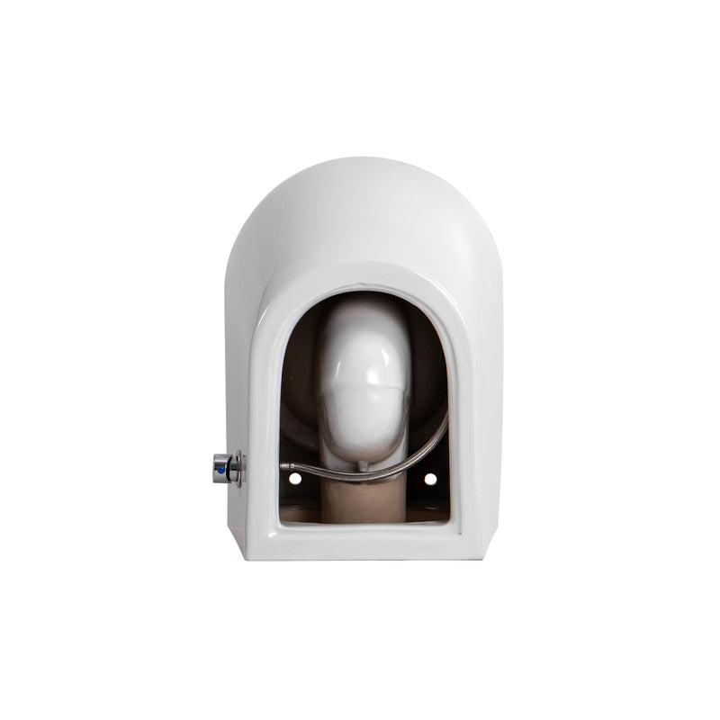 Nukumo Hana Hangtoilet Met Bidet - Randloos - Met Bidetkraan Koud Water - Zonder Zitting - Compact 49 Cm - Glanzend Wit