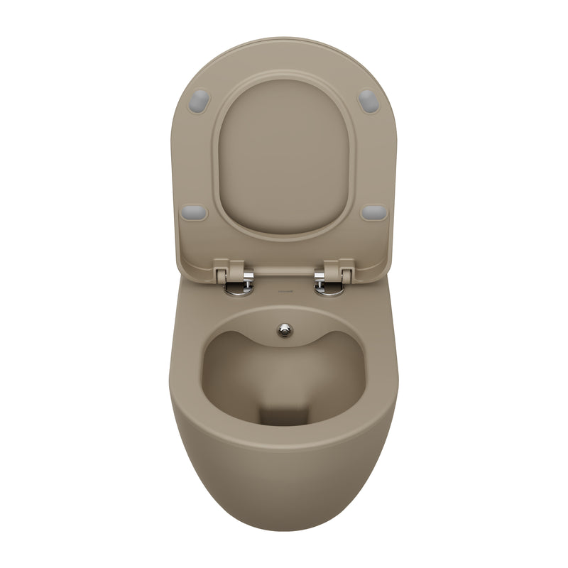 Kiyora Sno Free Hangtoilet Met Bidet - Randloos - Zonder Zitting - Mat Cappuccino