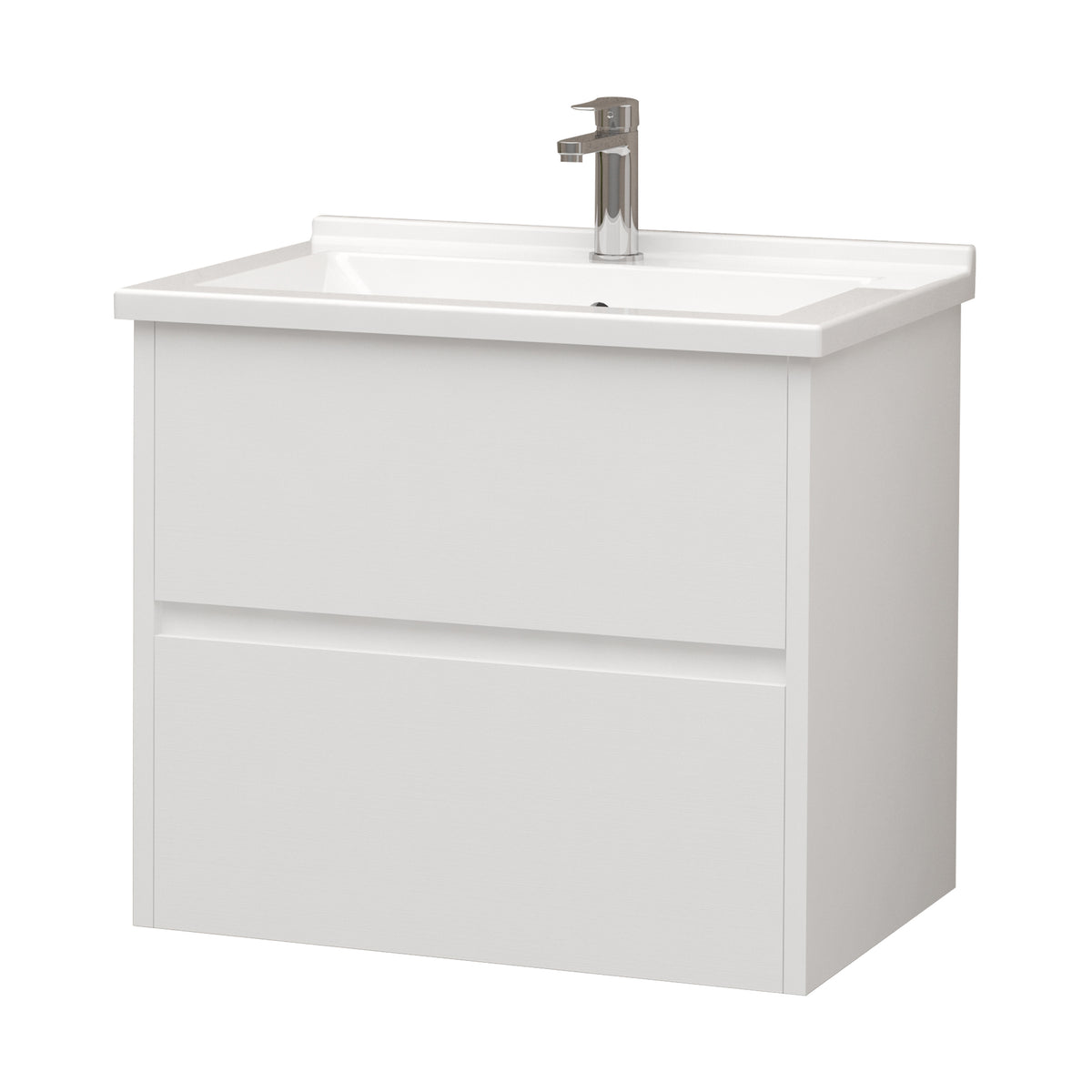 Aloni Hayat Wastafelonderkast - 2 Lades - Softclose - Greeploos - 59,5x50x45 Cm - Glanzend Wit