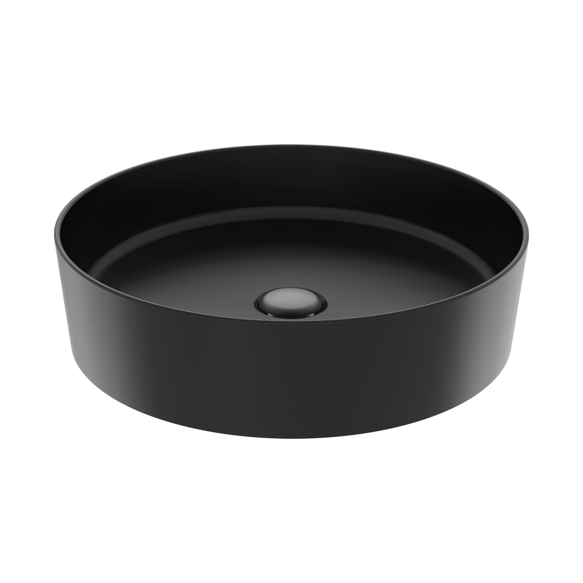 Creavit Loop Waskom - Opbouw - Zonder Overloop - Zonder Kraangat - Keramiek - 45x11,5x45 Cm - Houtskool Zwart