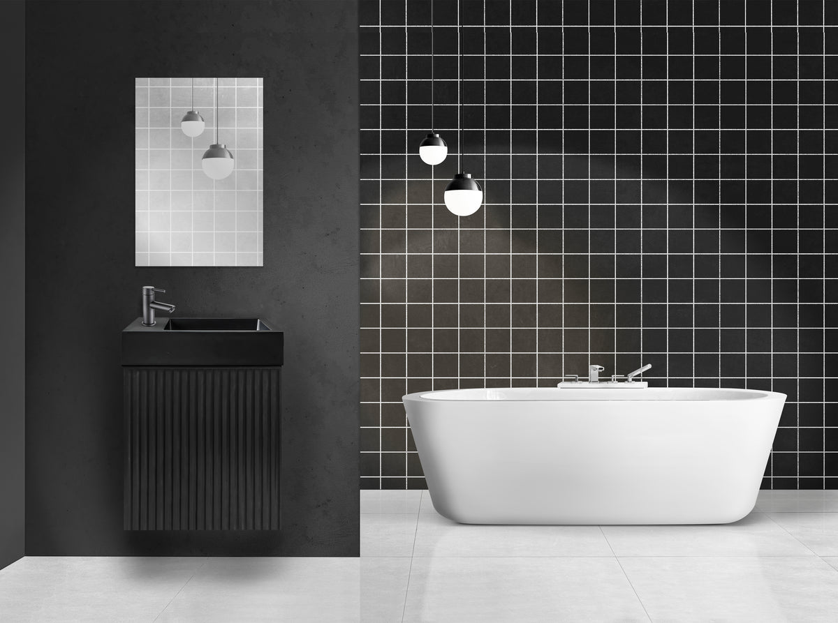 Aloni Mikaro Toiletmeubelonderkast - 1 Deur - Rechts - Met Greep - Soft Close - 40x50x22,3cm - Zwart Eiken