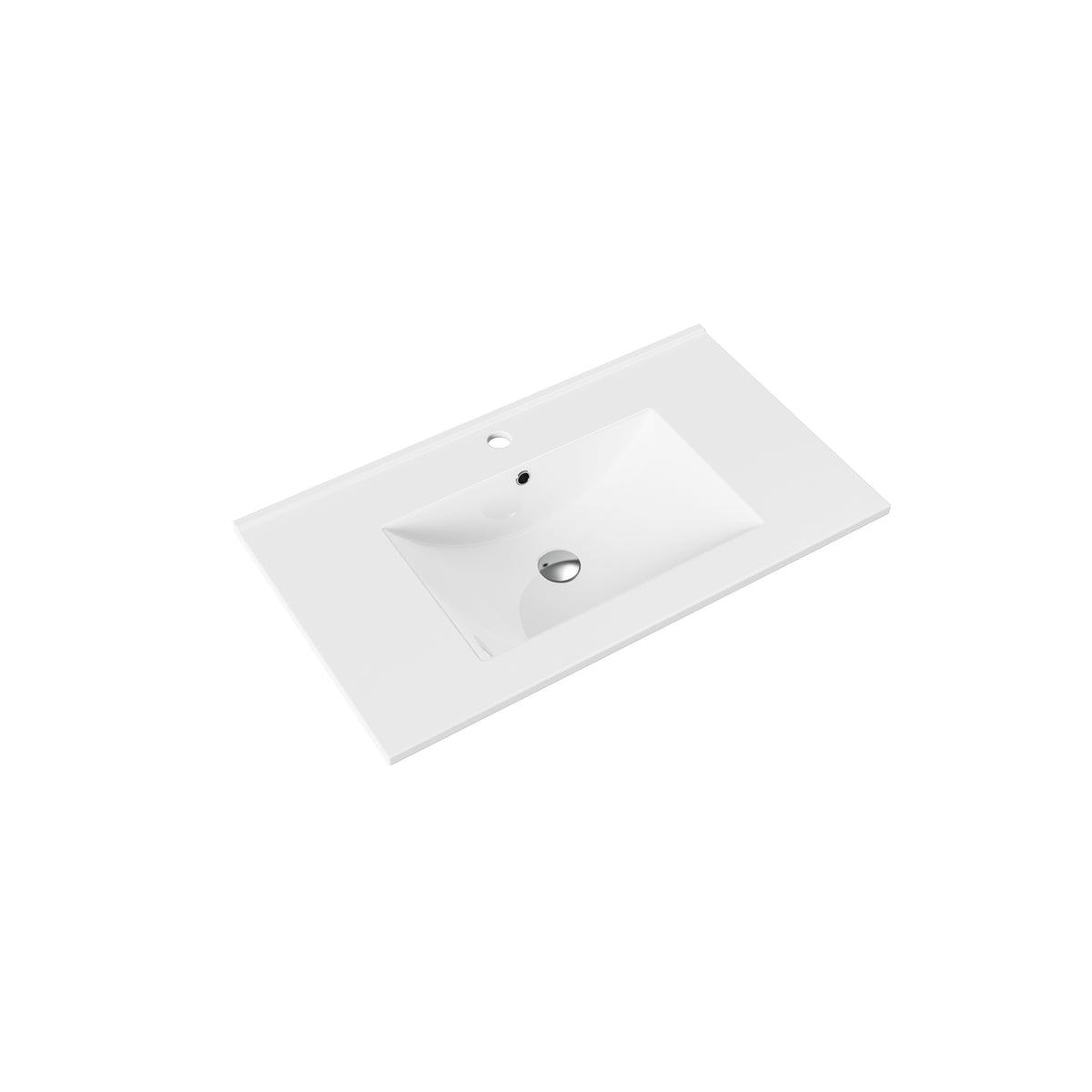 Aloni Hayat Wastafel - 1 Wasbak - Met Overloop - 1 Kraangat - Kunstmarmer - 80x1,5x45 Cm - Glanzend Wit