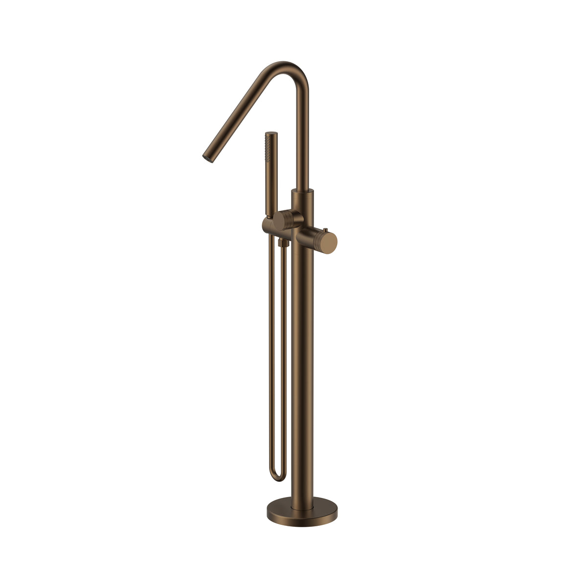 Stria Badmengkraan - Vrijstaand - Thermostatisch - Met Handdouche En Doucheslang - Knoppen Met Ribbelstructuur - Belgaqua