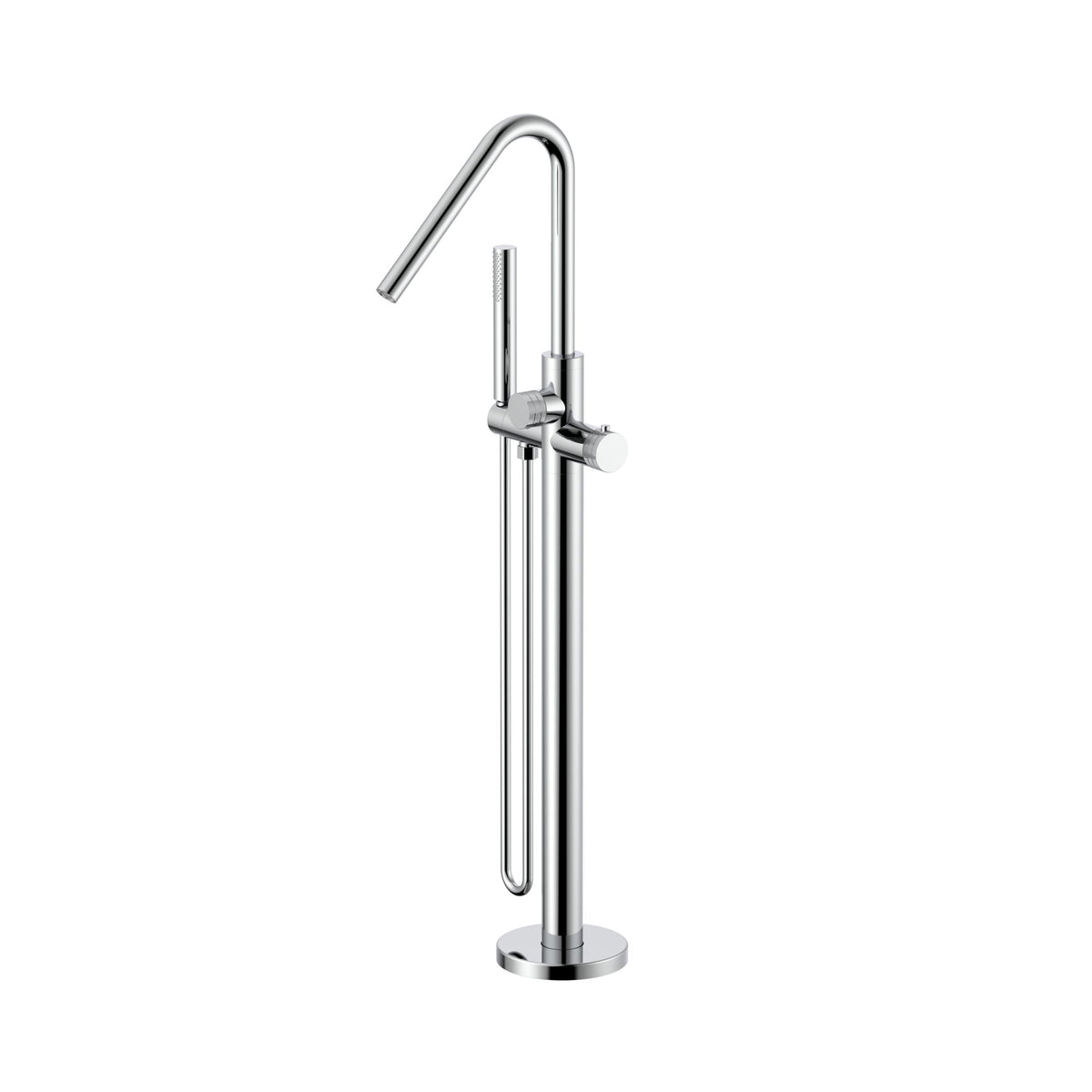 STRIA BADMENGKRAAN - VRIJSTAAND - THERMOSTATISCH - MET HANDDOUCHE EN DOUCHESLANG - KNOPPEN MET RIBBELSTRUCTUUR - BELGAQUA - CHROOM