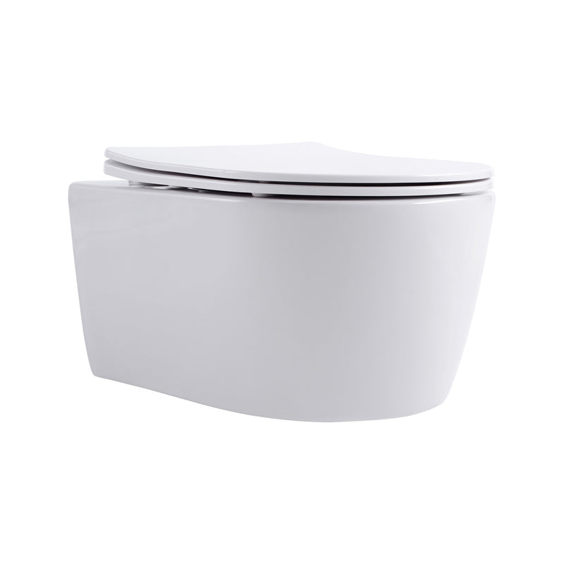 Sorei Hvita Pro Hangtoilet - Randloos - Met Zitting - Duroplast - Soft Close - Quick Release - Compact 49 Cm - 36x25x49 Cm - Mat Wit