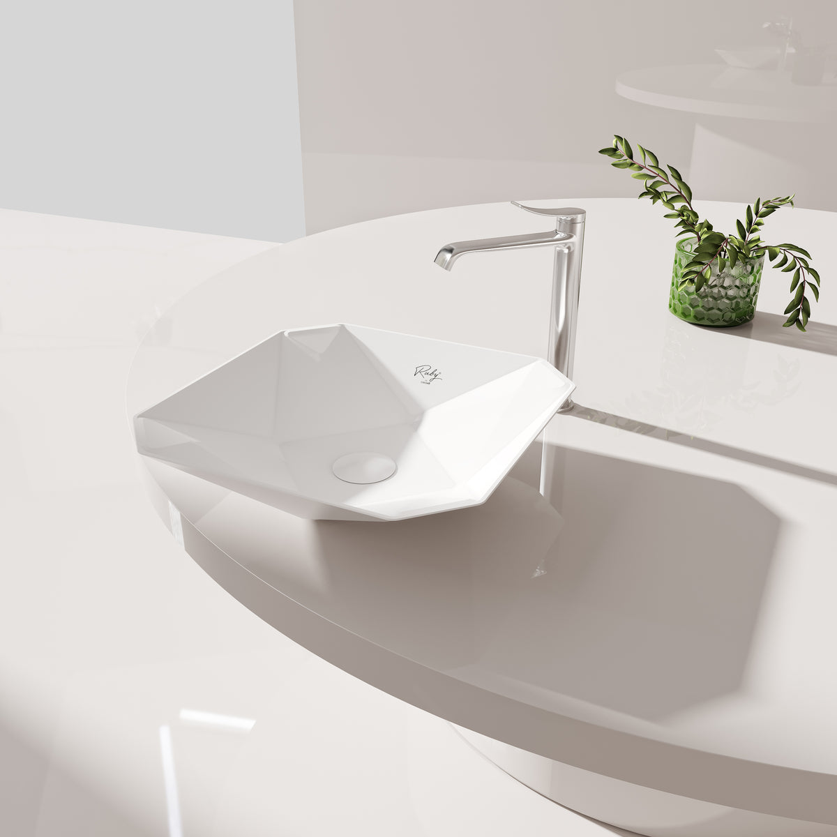 Creavit Ruby Rb040 Waskom - Opbouw - Keramiek - Zonder Overloop - Zonder Kraangat - 40x8,5x40 Cm - Glanzend Wit