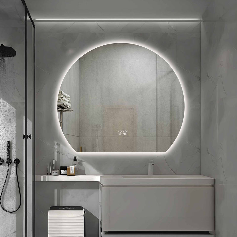 Sorei Kagami Zonsopkomst Spiegel - Met Led Verlichting - Rond - Zonder Lijst - Met Verwarming - Kleurtemperatuur Led 3500-6500k - 120x100cm