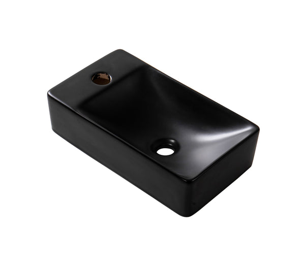 ALONI FONTEIN - ZONDER OVERLOOP - KRAANGAT LINKS - KERAMIEK - 38X10X22CM - MAT ZWART