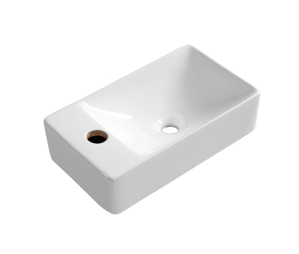 Aloni Fontein - Zonder Overloop - Kraangat Links - Keramiek - 38x10x22cm - Glanzend Wit