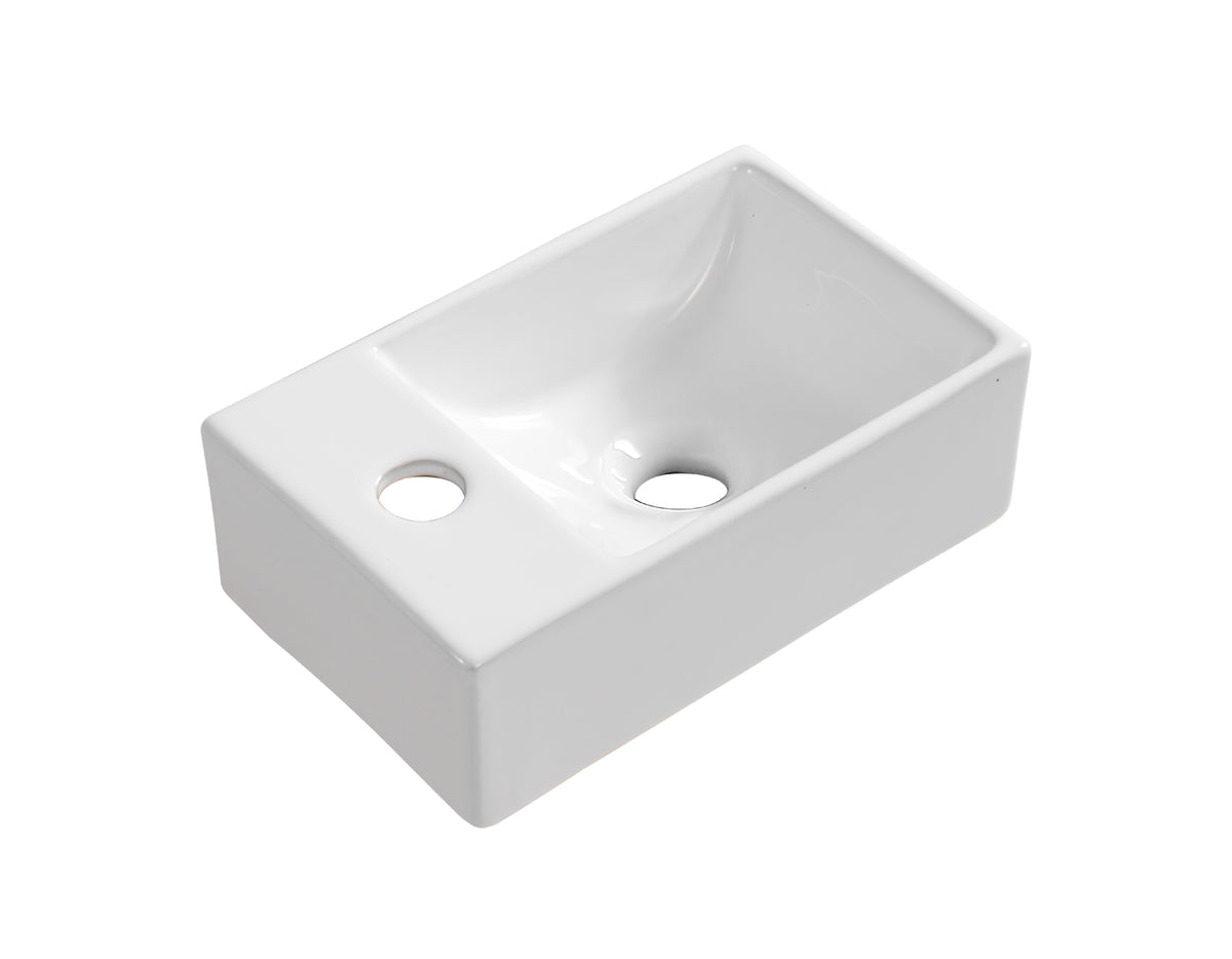Aloni Fontein - Zonder Overloop - Kraangat Links - Keramiek - 30,5x11x19cm - Glanzend Wit
