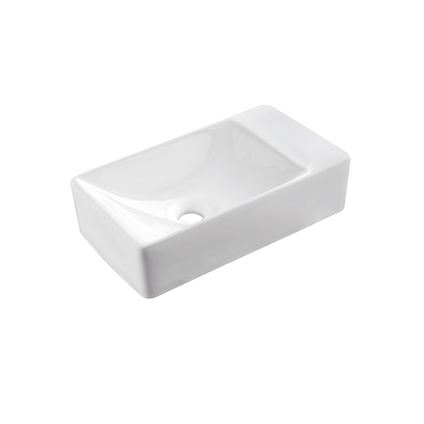 Aloni Sensi Fontein - Rechts - Zonder Overloop - Zonder Kraangat - Keramiek - 38x10x22cm - Glanzend Wit