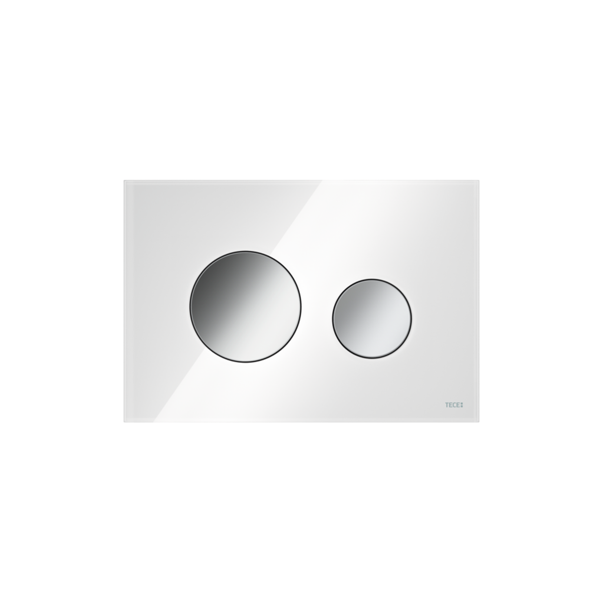 Teceloop Wc-bedieningsplaat Van Glas Voor Duospoeltechniek, Wit, Toetsen Glanzend Chroom