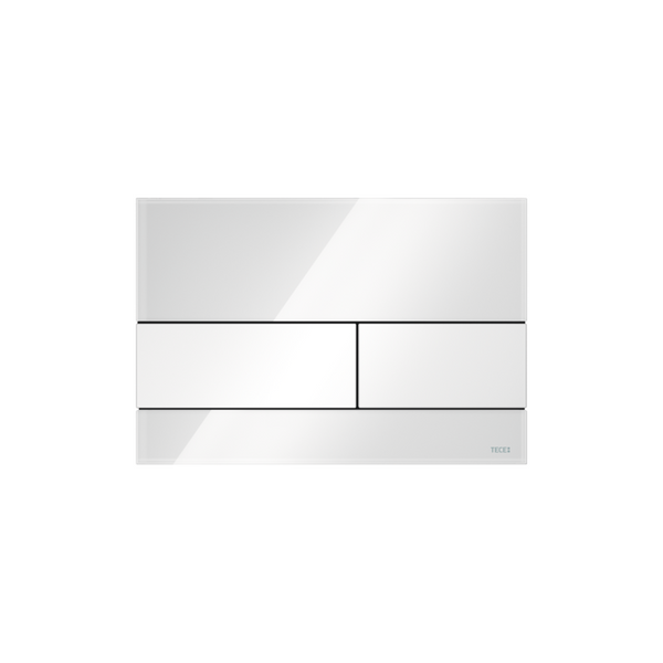 TECESQUARE WC-BEDIENINGSPLAAT VAN GLAS VOOR DUOSPOELTECHNIEK, GLAS GLANZEND WIT, TOETSEN GLANZEND WIT