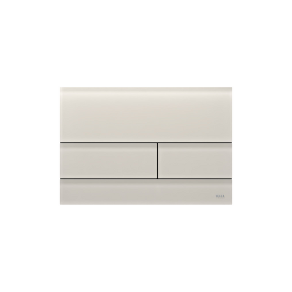 TECESQUARE II WC-BEDIENINGSPLAAT VAN GLAS VOOR DUOSPOELTECHNIEK, GLAS ZANDBEIGE GESATINEERD