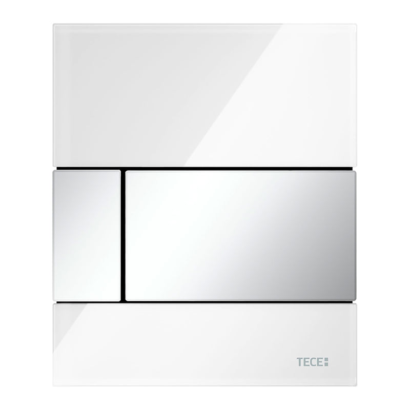 Renga Waku Urinoirbedieningsplaat Van Glas Incl. Cartouche - Glas Glanzend Wit - Toets Glanzend Chroom