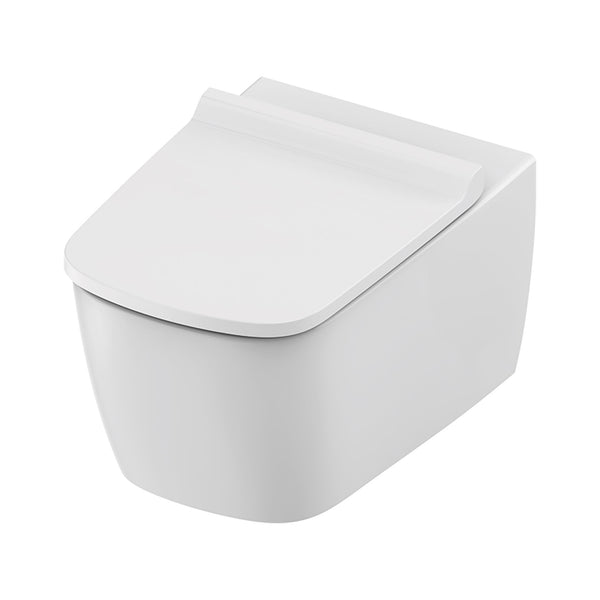 TECENEO HANGTOILET MET BIDET - MET BIDETKRAAN - KOUD WATER - MET SLIM DESIGN ZITTING - 54 CM - GLANZEND WIT