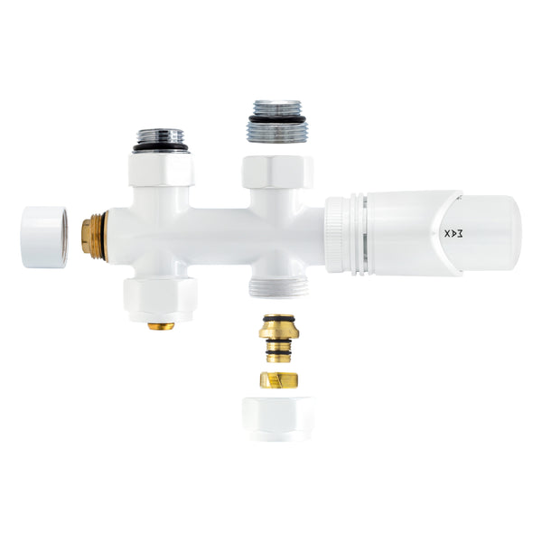 Belrad Radiatorkraan - Design - Thermostatisch - Middenaansluiting - Recht - Vloeraansluiting - Glanzend Wit