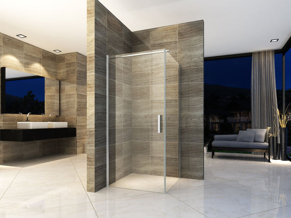 ALONI DOUCHECABINE - DRAAIDEUR EN ZIJWAND - 800 X 800 X 1900MM - CHROOM - HELDER GLAS