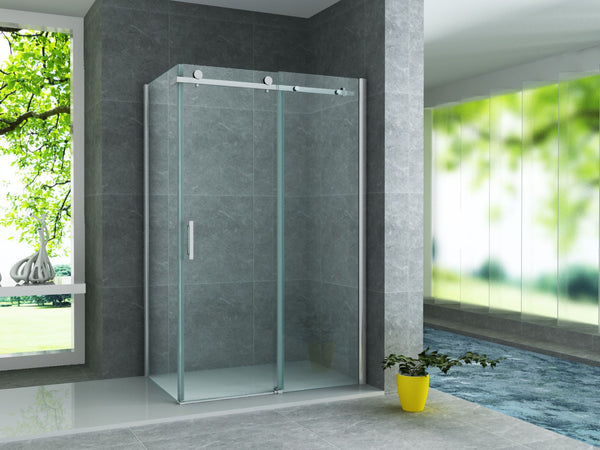 ALONI DOUCHECABINE - SCHUIFDEUR EN ZIJWAND - 900 X 1200 X 1950MM - CHROOM - HELDER GLAS