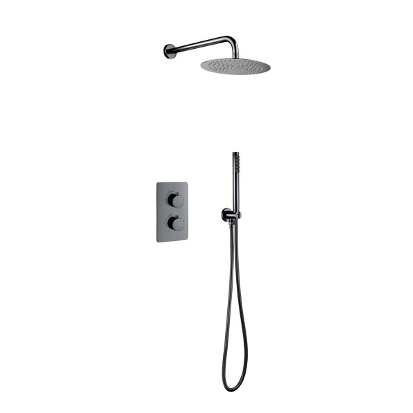 ALONI INBOUW THERMOSTATISCHE DOUCHESET MET REGENDOUCHEKOP (Ø25CM) - GUNMETAL GRIJS