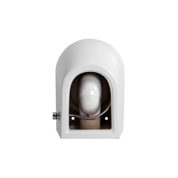 Darlo Hangtoilet Met Bidet - Randloos - Met Bidetkraan Koud Water - Zonder Zitting - Compact 49 Cm - Glanzend Wit