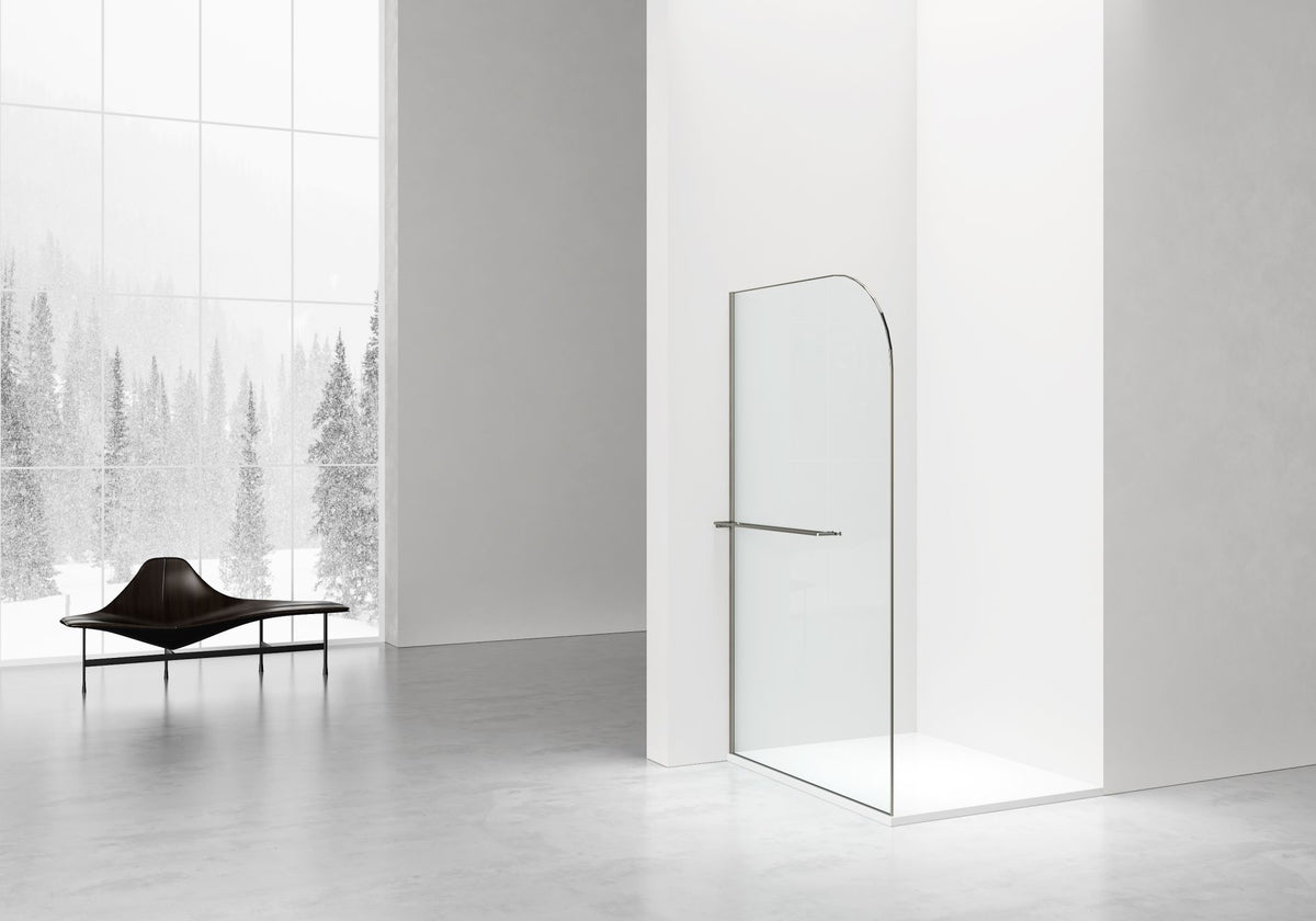 CURVY INLOOPDOUCHE MET HANDDOEKHOUDER - GEBOGEN - MET ANTI-KALKBEHANDELING - OMKEERBAAR - 8MM VEILIGHEIDSGLAS - 120X200CM - GUNMETAL - HELDER GLAS