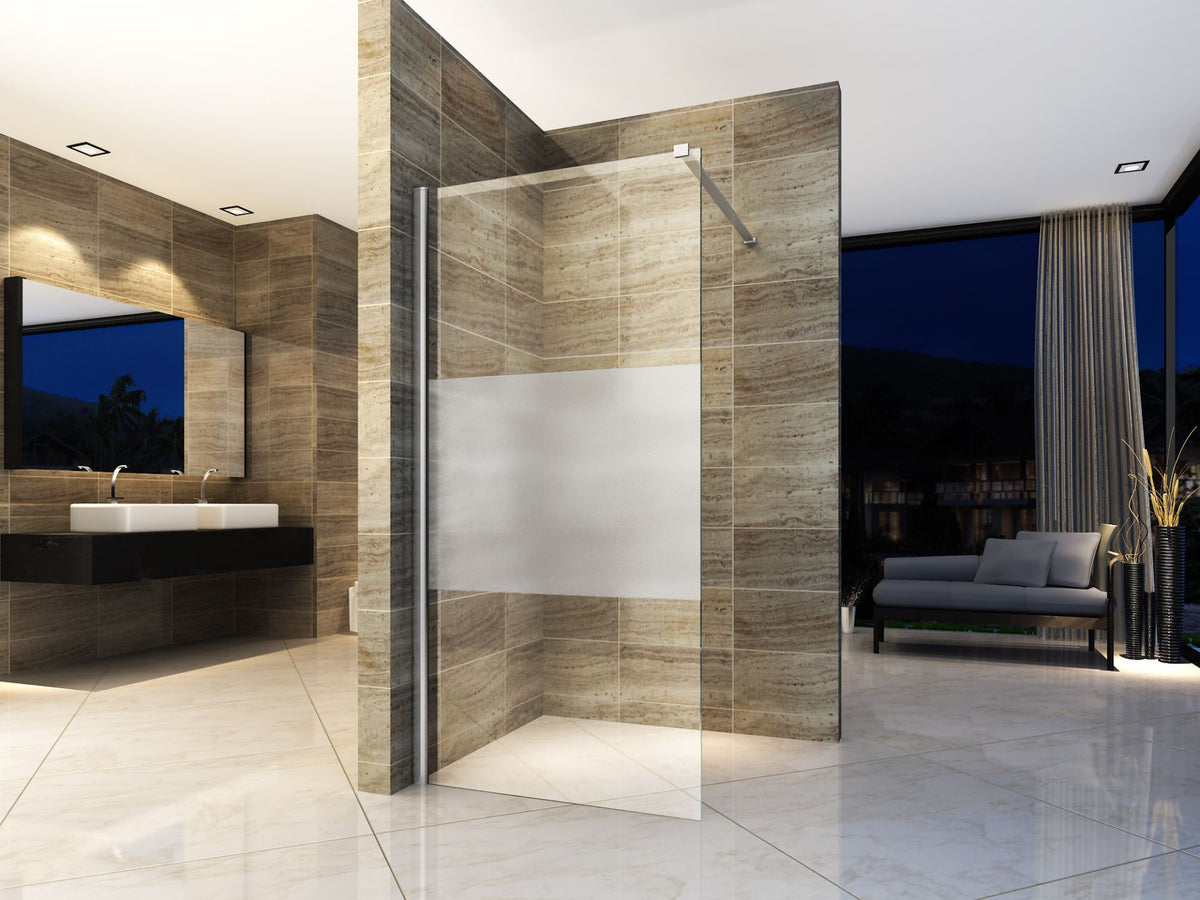 ALONI INLOOPDOUCHE - 1400 X 2000MM - CHROOM - HELDER GLAS MET MATTE STROOK