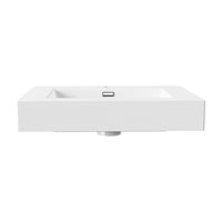 Wastafel - 1 Wasbak - Met Overloop - 1 Kraangat - Kunstmarmer - 60x10x46 Cm - Glanzend Wit — productafbeelding 2