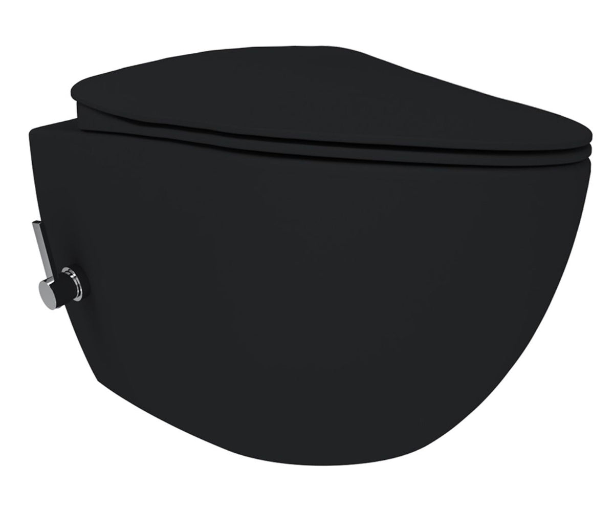 CREAVIT FREE HANGTOILET MET BIDET - RANDLOOS - MET BIDETKRAAN KOUD WATER - ZONDER ZITTING - MAT ZWART