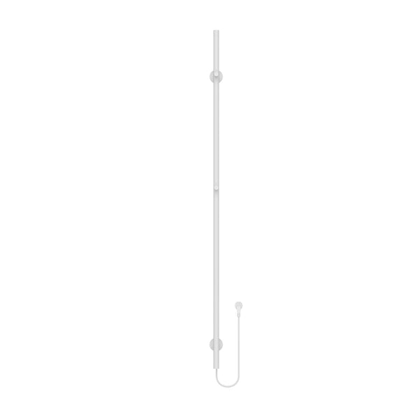 Belrad Elektrische Staafhanddoekdroger - Enkel - Met Digitale, Programeerbare Thermostaat - 60W - Ø2,5cm - 150x6,3x12,7 Cm - Glanzend Wit