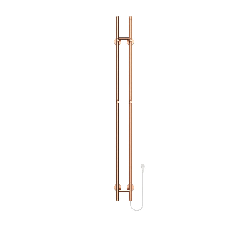 Hinata Gloda Elektrische Staafhanddoekdroger - Dubbel - Met Digitale, Programeerbare Thermostaat - 120w - Ø2,5cm - 150x16,8x12,7 Cm