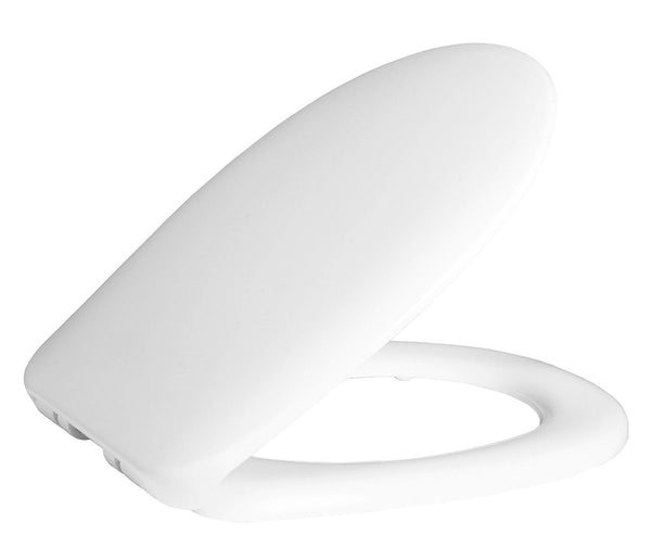 WC-ZITTING DUROPLAST WIT INOX SCHARNIEREN, SOFTCLOSE