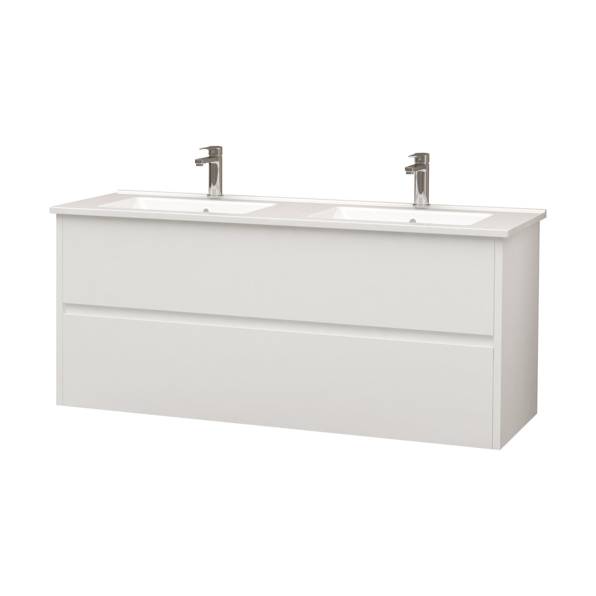 Aloni Hayat Wastafelonderkast - 2 Lades - Softclose - Greeploos - 119,5x50x45 Cm - Glanzend Wit