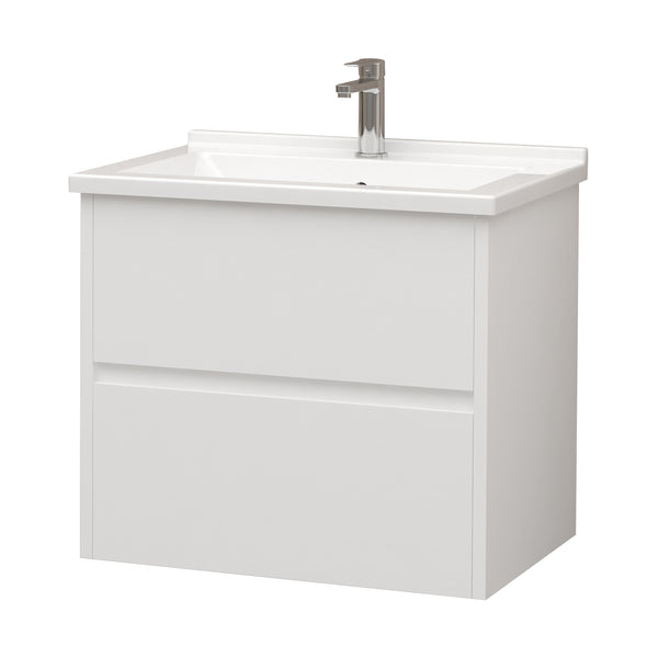 Aloni Hayat Wastafelonderkast - 2 Lades - Softclose - Greeploos - 59,5x50x45 Cm - Glanzend Wit