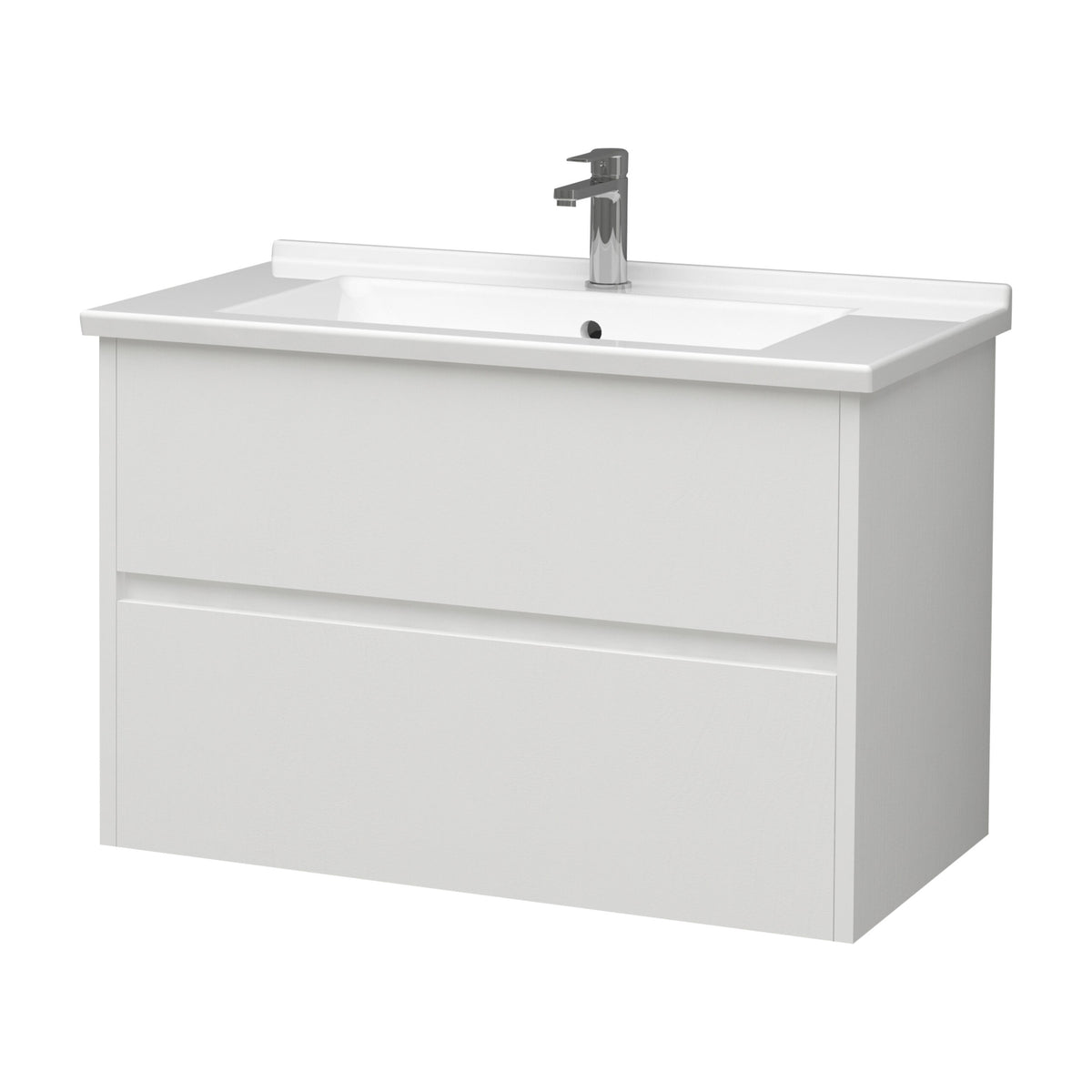 Aloni Hayat Wastafelonderkast - 2 Lades - Softclose - Greeploos - 79,5x50x45 Cm - Glanzend Wit