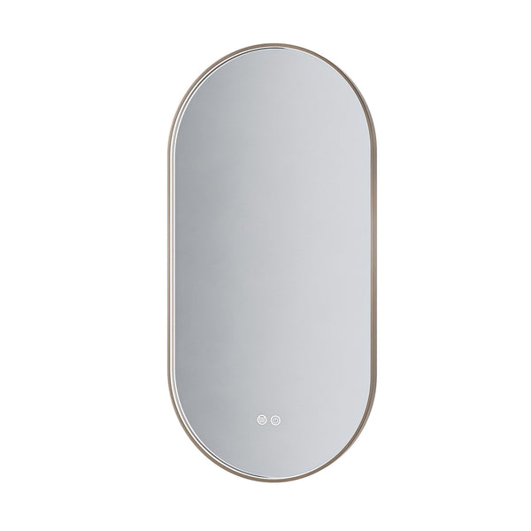 ALONI AVALO SPIEGEL - MET LED VERLICHTING - OVAAL - MET LIJST - MET VERWARMING - KLEURTEMPERATUUR LED 3500-6500K - 50X100CM - MAT ZWART