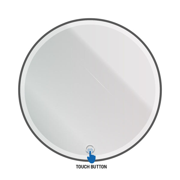 ALONI OMEGA SPIEGEL - MET LED VERLICHTING - ROND - MET LIJST - ZONDER VERWARMING - KLEURTEMPERATUUR LED 3500-6500K - 80CM - MAT ZWART