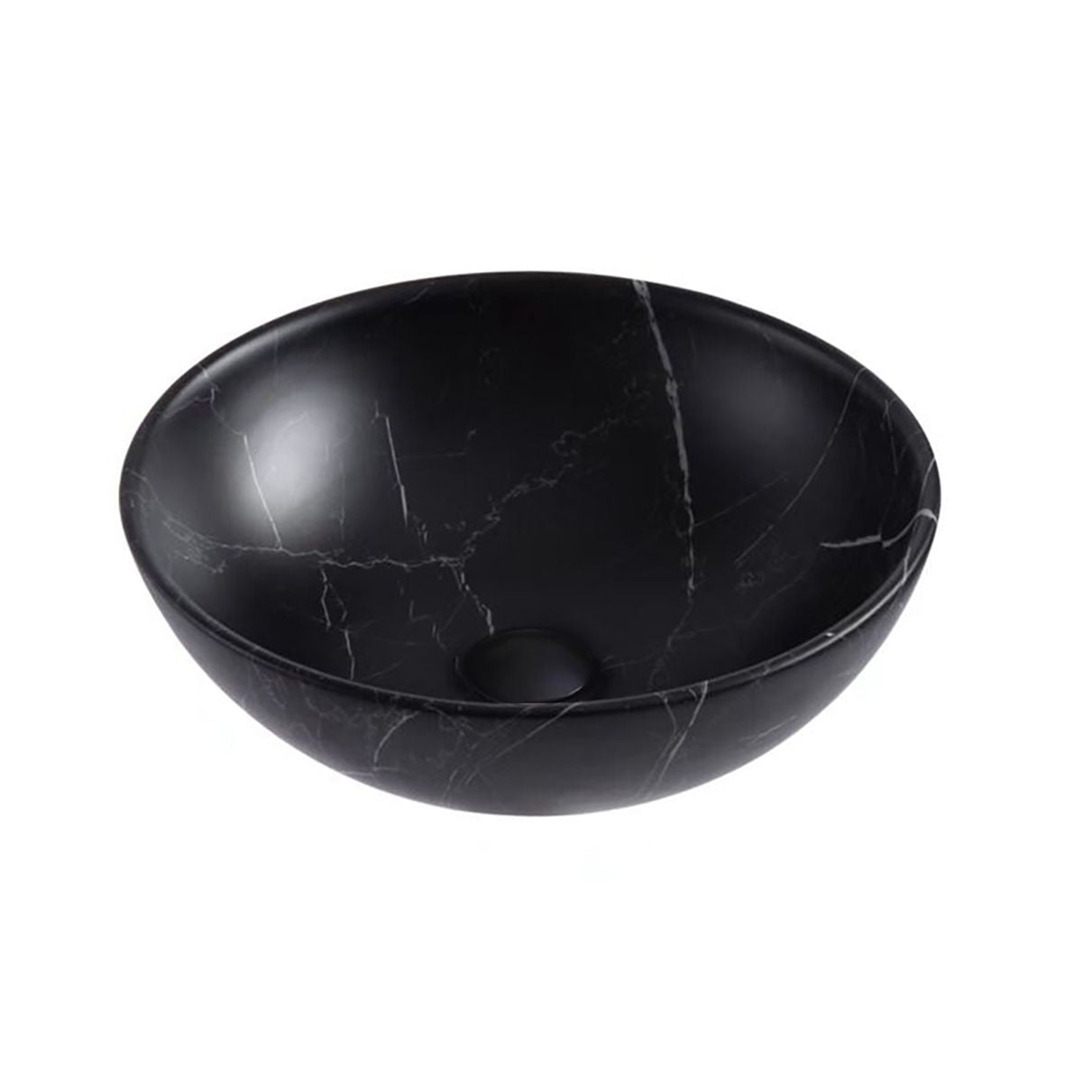 ALONI TIVRA WASKOM - OPBOUW - ZONDER OVERLOOP - ZONDER KRAANGAT - MET CLICK WASTE - KERAMIEK - 38X13X38 CM - ZWART MARMER