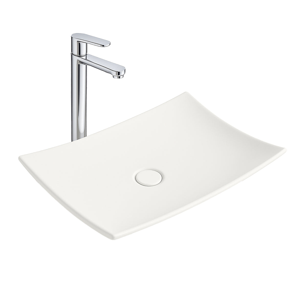 Aloni Cavon Waskom - Opbouw - Zonder Overloop - Zonder Kraangat - Keramiek - 60x12x40 Cm - Glanzend Wit