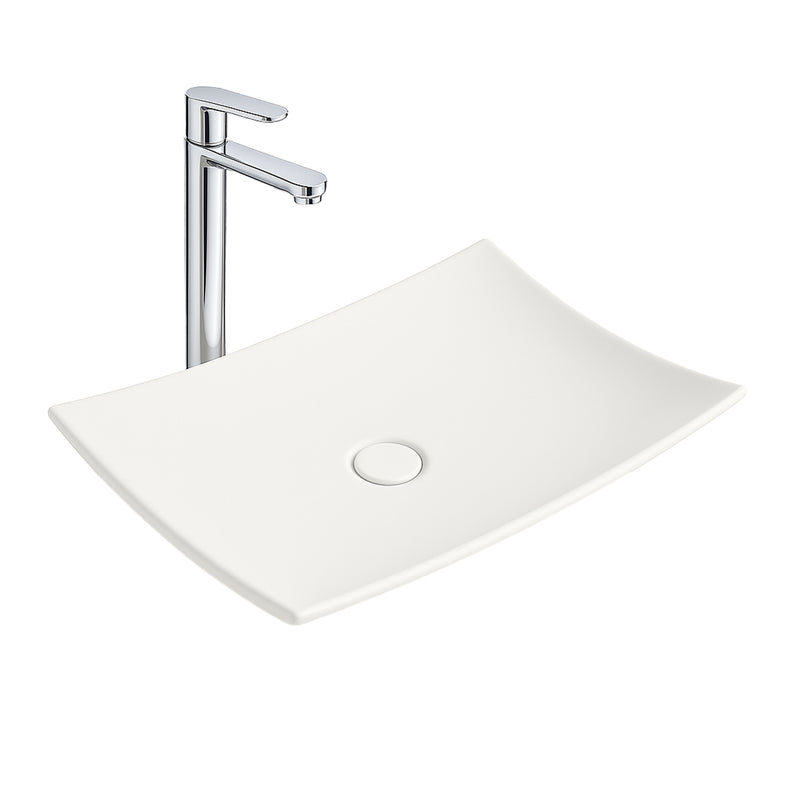 Sorei Sunago Cavon Waskom - Opbouw - Zonder Overloop - Zonder Kraangat - Keramiek - 60x12x40 Cm - Glanzend Wit
