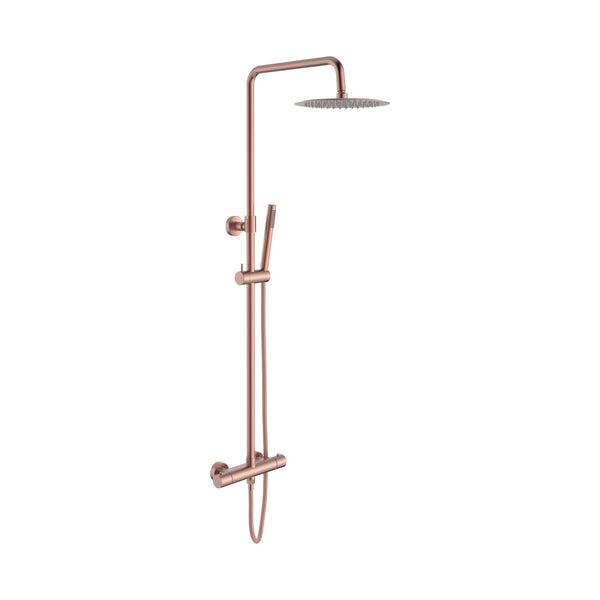 ALONI OPTIMA RONDO REGENDOUCHESET - THERMOSTATISCH - OPBOUW - COOL TOUCH - BELGAQUA - GEBORSTELD KOPER (PVD)