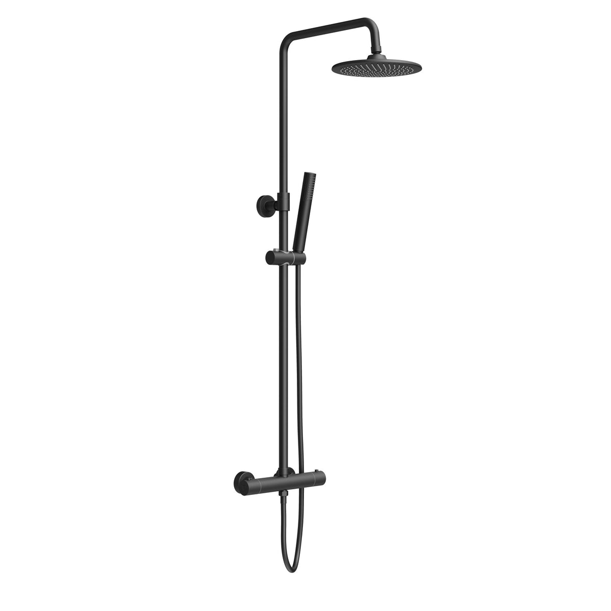ALONI OPTIMA RONDO REGENDOUCHESET - THERMOSTATISCH - OPBOUW - BELGAQUA - MAT ZWART