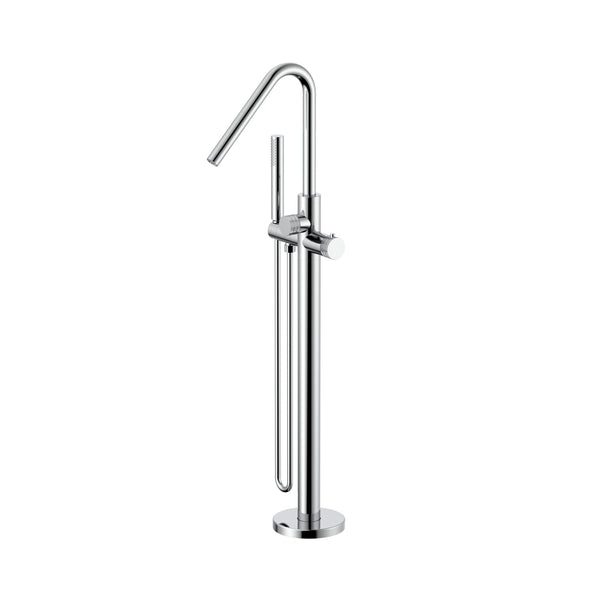 STRIA BADMENGKRAAN - VRIJSTAAND - THERMOSTATISCH - MET HANDDOUCHE EN DOUCHESLANG - KNOPPEN MET RIBBELSTRUCTUUR - BELGAQUA - CHROOM