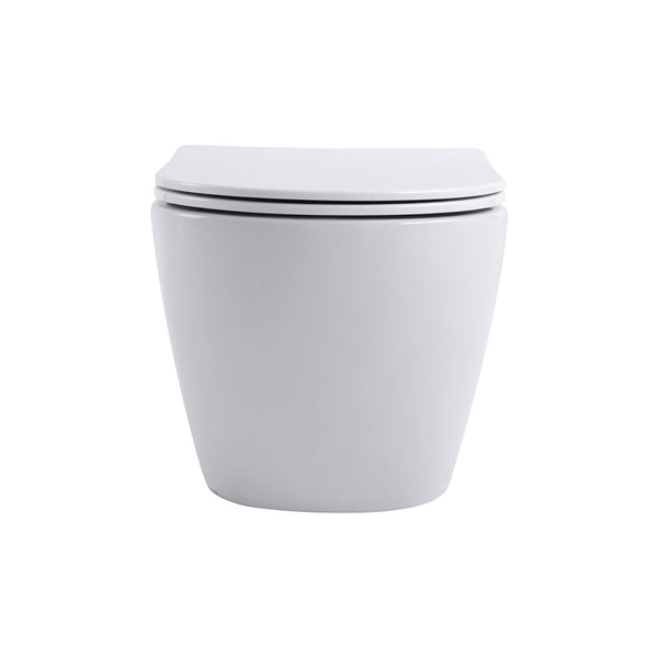 Aloni Pro Hangtoilet - 360° Flush - Randloos - Met Zitting - Duroplast - Soft Close - Quick Release - Compact 49 Cm - 36x32x49 Cm - Mat Wit